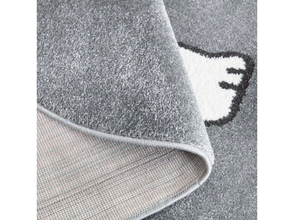 Tapis Ovale Pour Chambre D'enfant Gris Motif Ours Blanc 100x130cm 3 Tapis Ovale Pour Chambre D'enfant Gris Motif Ours Blanc 100x130cm – Image 3