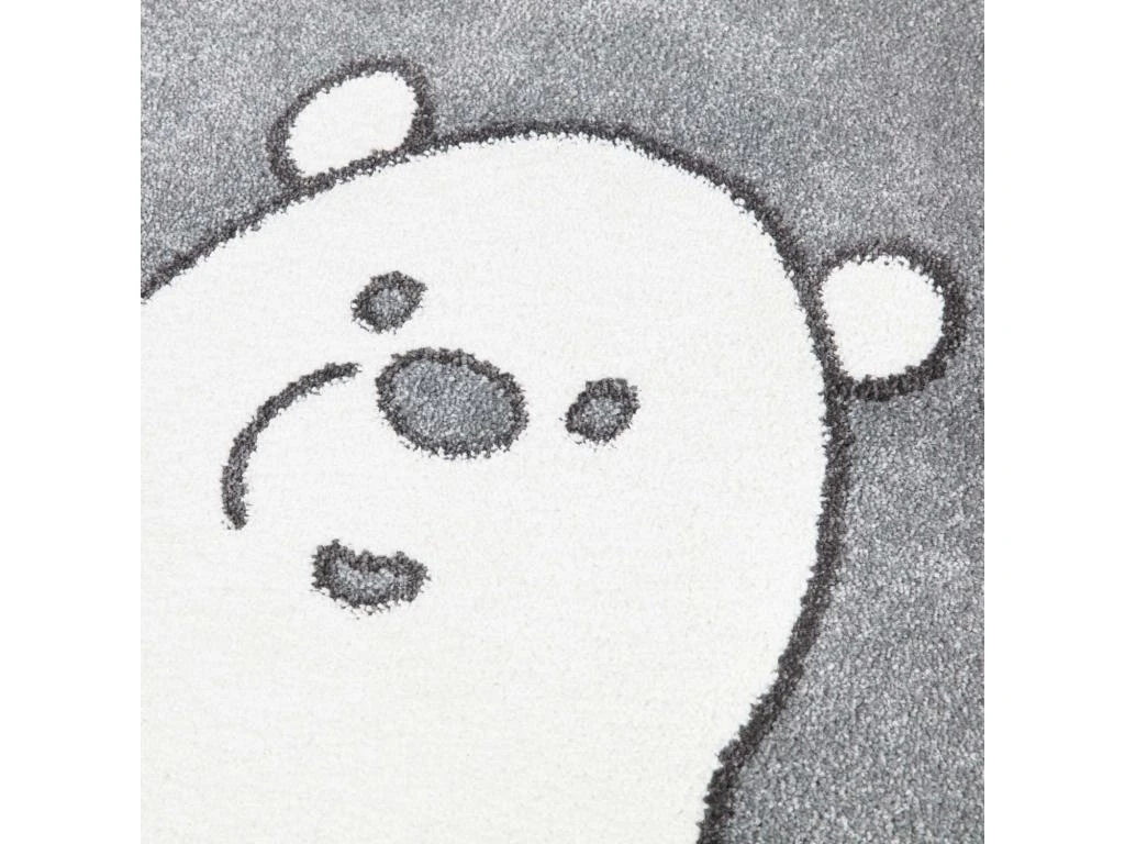 Tapis Ovale Pour Chambre D'enfant Gris Motif Ours Blanc 100x130cm 4 Tapis Ovale Pour Chambre D'enfant Gris Motif Ours Blanc 100x130cm – Image 4