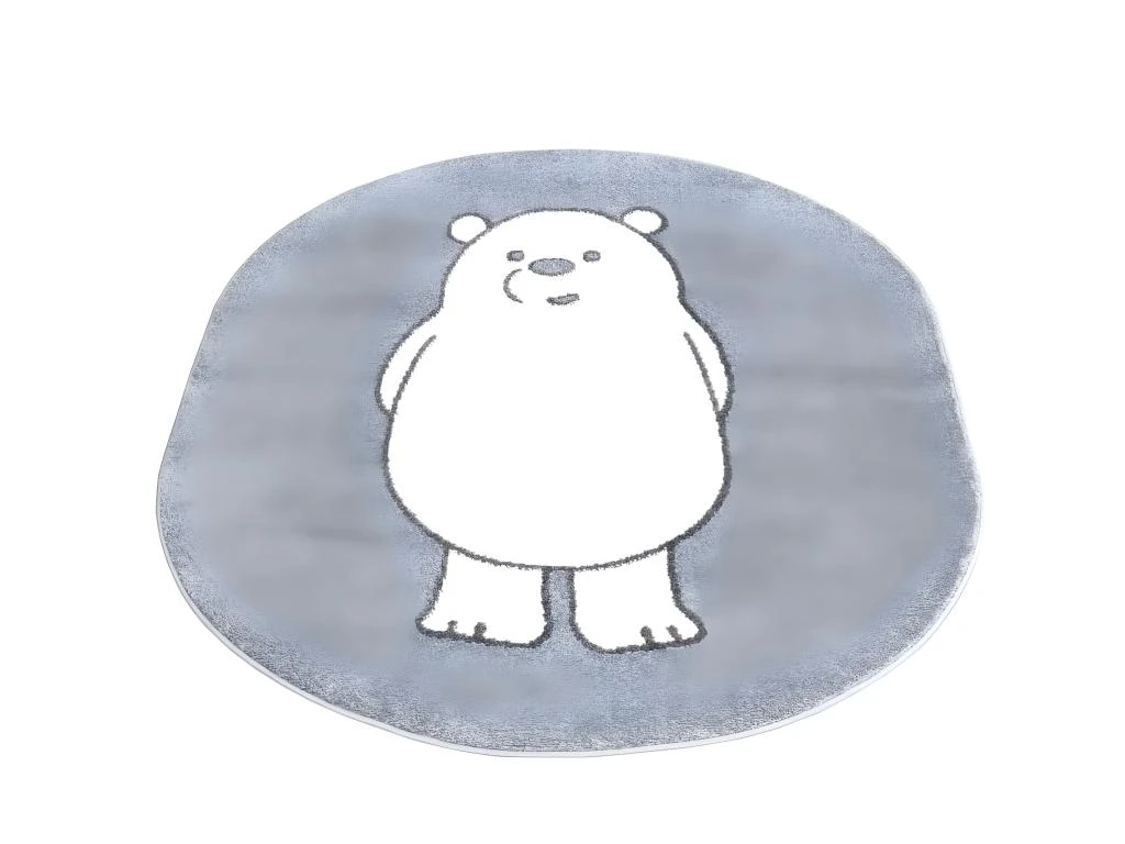 Tapis Ovale Pour Chambre D'enfant Gris Motif Ours Blanc 100x130cm 5 Tapis Ovale Pour Chambre D'enfant Gris Motif Ours Blanc 100x130cm – Image 5