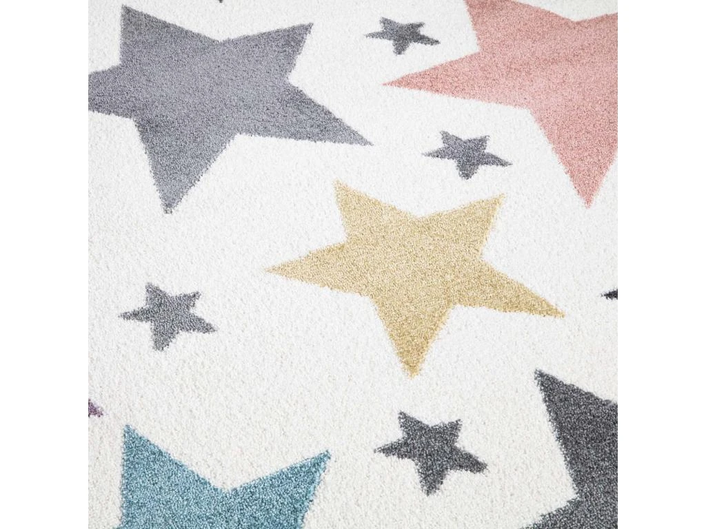 Tapis Rond Pour Chambre D'enfant Blanc Etoiles Multicolores 160x160cm 4 Tapis Rond Pour Chambre D'enfant Blanc Etoiles Multicolores 160x160cm – Image 4