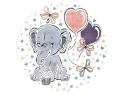 Tapis Rond Pour Chambre D'enfant Elephant Mignon 120x120cm