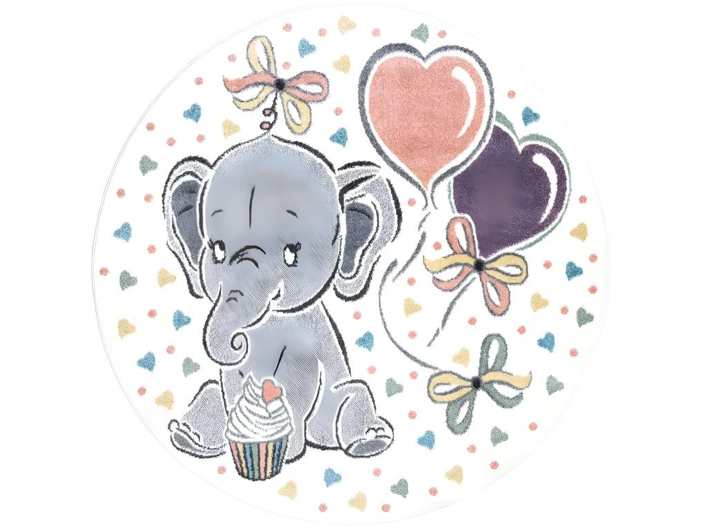 Tapis Rond Pour Chambre D'enfant Elephant Mignon 120x120cm 1 Tapis Rond Pour Chambre D'enfant Elephant Mignon 120x120cm