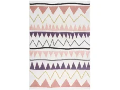 Tapis Pour Chambre D'enfant Crème Motif Géométrique Rose 80x150cm