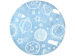 Tapis Rond Pour Chambre D'enfant Astronaute Bleu Et Blanc 160x160cm