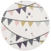 Tapis Rond Pour Chambre D'enfant Crème Motif Guirlandes Multicolores 160x160cm
