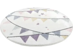 Tapis Rond Pour Chambre D'enfant Crème Motif Guirlandes Multicolores 160x160cm -Herman Miller Magasin tapis 13384363