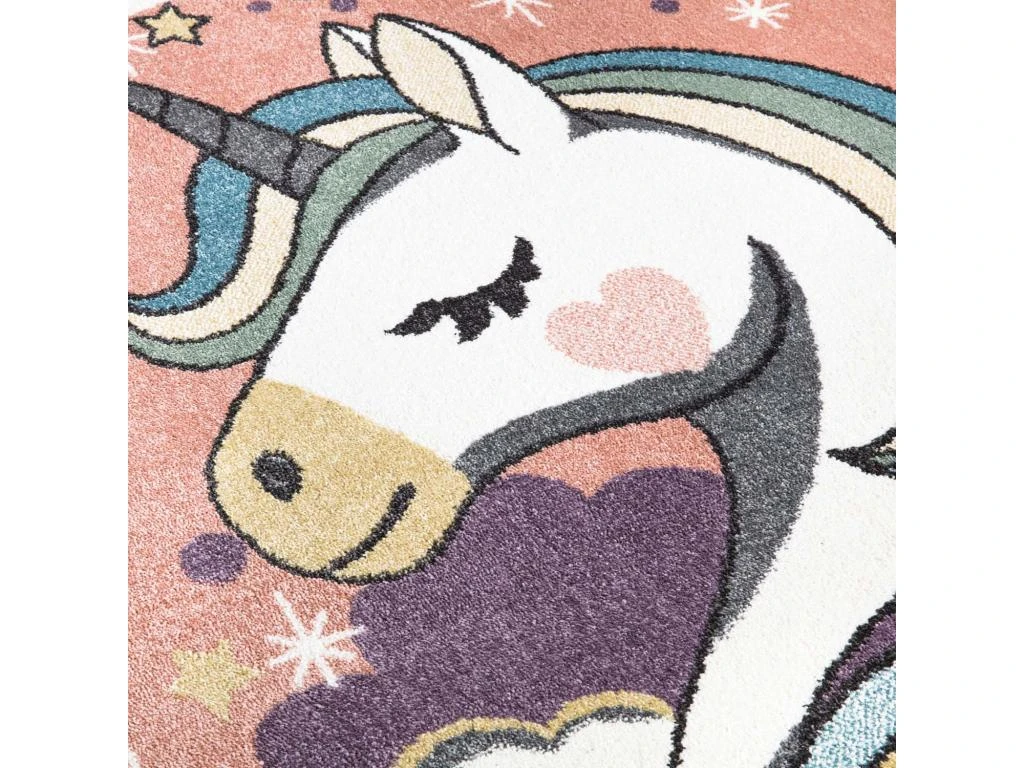 Tapis Pour Chambre D'enfant Blanc Motif Licorne Multicolore 140x200cm 4 Tapis Pour Chambre D'enfant Blanc Motif Licorne Multicolore 140x200cm – Image 4