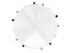 Tapis Rond Enfant "Pompomparty" 90cm Blanc & Vert