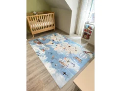 Tapis Enfant - HAPPY - Bleu - 160x230cm