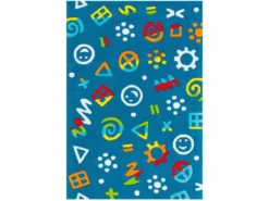 Tapis Tissé Spirit Glowy 3146 Blau Icons - 110 X 160 Cm