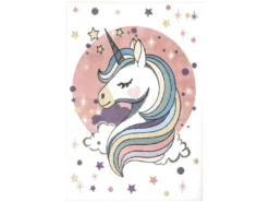 Tapis Pour Chambre D'enfant Blanc Motif Licorne Multicolore 190x280cm