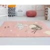 Tapis Enfant BALLERINA - 100 X 150 Cm - Rose Et Beige
