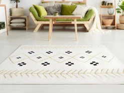 Tapis Style Berbère MAKASSAR En Microfibre- 150 X 200 Cm- Multicolore