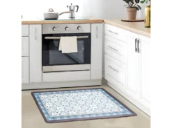 AZULEJOS VINYLE - Tapis De Cuisine Carreaux De Ciment Bleu Gris 45x75 -Herman Miller Magasin tapis 9713327