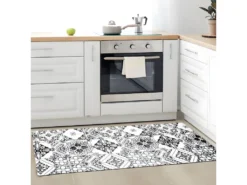 AZULEJOS VINYLE - Tapis De Cuisine Carreaux De Ciment Noir 45x120 -Herman Miller Magasin tapis 9763023