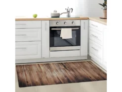 WOODY VINYLE - Tapis De Cuisine Imprimé Bois Marron 45x120 -Herman Miller Magasin tapis 9792535