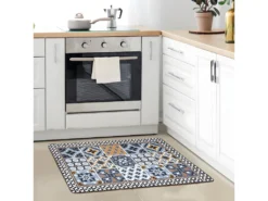 AZULEJOS VINYLE - Tapis De Cuisine Carreaux De Ciment Bleu Foncé 45x75 -Herman Miller Magasin tapis 9798093