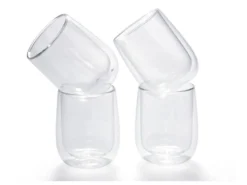 Lot De 4 Tasses à Double Paroi 35cl - D. 8 X H. 10,5 Cm - Verre - Transparent - TASSIER -Herman Miller Magasin vaisselle 11159047