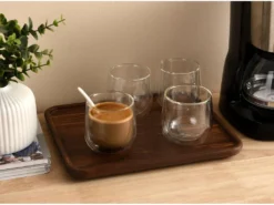 Lot De 4 Tasses à Double Paroi 20 Cl - D.8 X H. 8 Cm - Verre - Transparent - TASSIER