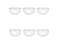 Lot De 6 Bols Déco "Liseré Doré" 14cm Blanc