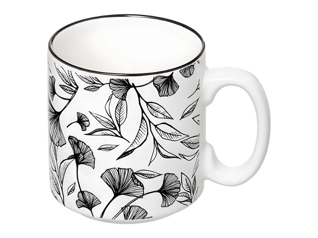 Lot De 4 Mugs Sur Rack "White Floral" 32cm Blanc 2 Lot De 4 Mugs Sur Rack "White Floral" 32cm Blanc – Image 2