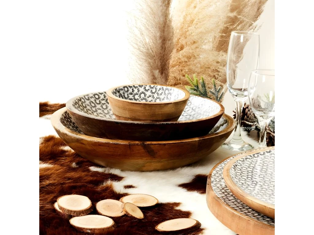 Bol En Bois Design "Géométrique" 13cm Naturel 4 Bol En Bois Design "Géométrique" 13cm Naturel – Image 4