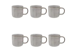 Lot De 6 Mugs En Faïence "Sarah" 35cl Gris