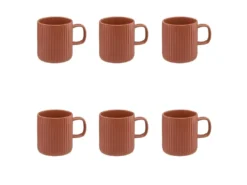 Lot De 6 Mugs "Côtelé" 35cl Terracotta