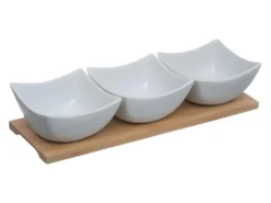 Set Apéritif 4 Pièces "Porcelaine" 30cm Blanc