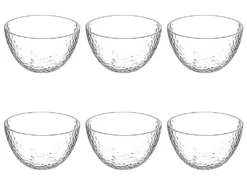 Lot De 6 Coupelles Plastique "Martelé" 14cm Transparent