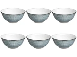 Lot De 6 Bols Porcelaine "Lunis" 15cm Bleu
