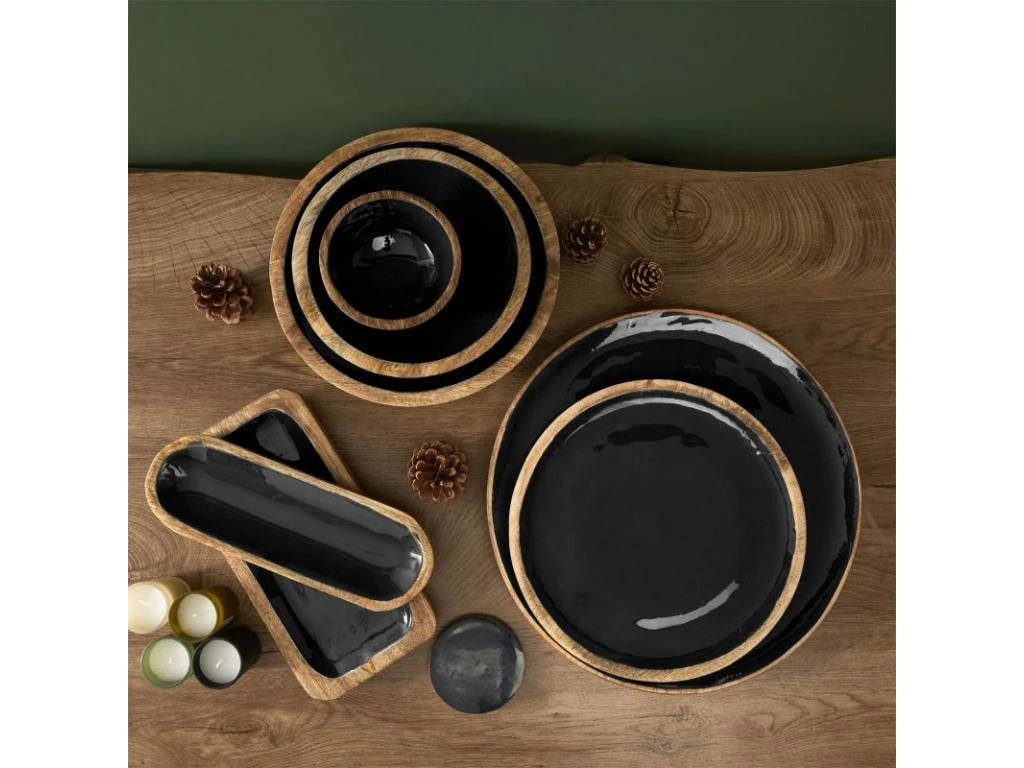 Assiette Creuse En Bois "Black Forest" 24cm Noir 2 Assiette Creuse En Bois "Black Forest" 24cm Noir – Image 2