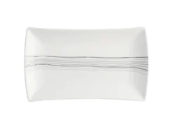 Lot De 6 Assiettes Plates Rectangles "Lignes" 26cm Blanc