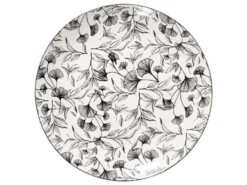 Lot De 6 Assiettes Plates "Black Floral" 27cm Noir