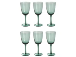 Lot De 6 Verres à Vin Soufflés Bouche JUDITH - Bleu Transparent - H19 Cm - 32 Cl