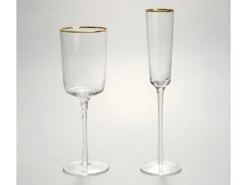 Lot De 6 Flûtes En Verre Soufflé Bouche Et Bordures Dorées GARANCE - Transparent - H27.5 Cm - 12 Cl -Herman Miller Magasin verre 447429