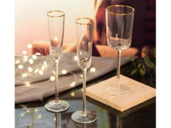 Lot De 6 Flûtes En Verre Soufflé Bouche Et Bordures Dorées GARANCE - Transparent - H27.5 Cm - 12 Cl -Herman Miller Magasin verre 447431